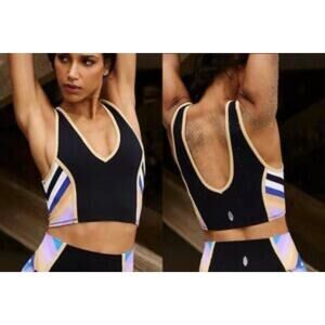 NWT FP Movement Womens Never Better Colorblock Cropped Tank Top Black Size XS